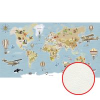 Фреска детская Ortograf Детские 6771 Фактура флок FLK Флизелин (4,9*2,7) Голубой/Бежевый, Карты/Самолеты арт-6771 (флок FLK)