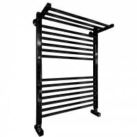 Водяной полотенцесушитель Ника Modern ЛМ 3 80x50 с полкой Черный 16 перекладин арт-ЛМ 3 80/50 черный мат. с вентилями — фото 2, Водяные полотенцесушители