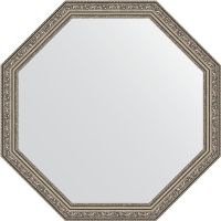 Зеркало Evoform Octagon 70х70 в багетной раме - Виньетка состаренное серебро 56 мм арт-BY 3693 — фото 1, Зеркала в ванную комнату