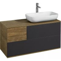 Тумба с раковиной Aquaton Терра 105 подвесная Дуб кантри Антрацит арт-1A2469K2TEKA0 — фото 1, Тумбы с раковиной