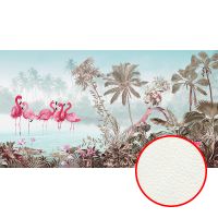 Фреска Ortograf Paradise 32236 Фактура флок FLK Флизелин (5*2,7) Голубой/Розовый/Зеленый, Деревья/Птицы арт-32236 (флок FLK) — фото 1, Фрески