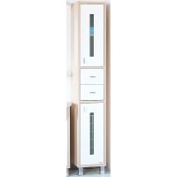 Шкаф пенал Бриклаер Бали 34 с бельевой корзиной Светлая лиственница Белый арт-4627125412066 — фото 1, Пеналы для ванной комнаты