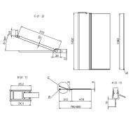 Шторка на ванну AM.PM Gem 80 профиль Хром стекло прозрачное арт-W90BS-D3W5-140CT — фото 7, Шторки для ванной распашные