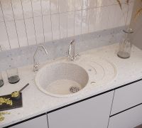 Кухонная мойка Domaci Бьелла DMC-18S арт-GWS-18S-328 бежевая — фото 2, Кухонные мойки