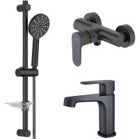 Комплект смесителей Aquatek Оберон Черный матовый арт-AQ1231MB — фото 1, Готовые комплекты для ванной комнаты