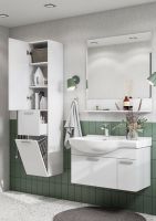 Шкаф пенал Aquaton Инди 34 подвесной с бельевой корзиной Белый арт-1A188603ND010 — фото 7, Пеналы для ванной комнаты