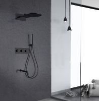 Душевая система Abber Wasser Kreis с термостатом Черная матовая арт-AF8150B — фото 2, Встраиваемые душевые комплекты