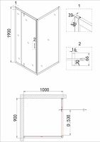 Душевой уголок Niagara Nova 90х100 профиль Холодное золото стекло прозрачное арт-NG-43-9AG-A100G — фото 5, Прямоугольные душевые уголки