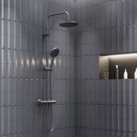 Товар: Душевая система Damixa Jupiter с термостатом Черная матовая арт-977800300 - фото 2 Душевая система Damixa Jupiter с термостатом Черная матовая арт-977800300 — фото 2, Душевые стойки