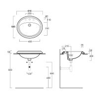 Раковина Simas Arcade 61 Белая арт-AR859bi*1 — фото 5, Раковины встраиваемые сверху