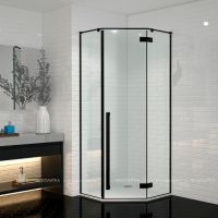 Душевой уголок Ceruttispa 100х100 профиль Черный матовый стекло прозрачное арт-C2A — фото 1, Душевые уголки трапеция