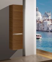 Шкаф пенал SanVit Кубэ 32 с фактурой под дерево подвесной Шелк Сталь арт-pkube — фото 2, Пеналы для ванной комнаты