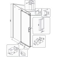 Душевая дверь Veconi Vianno VN-74 150 профиль Хром стекло прозрачное арт-VN74-150-01-C4 — фото 4, Раздвижные душевые двери