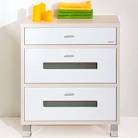 Комод Бриклаер Бали 70 Светлая лиственница Белый глянцевый арт-4627125412059 — фото 1, Комоды и тумбы для ванной комнаты