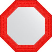Зеркало Evoform Octagon 67х67 в багетной раме - Красная волна 89 мм арт-BY 3884 — фото 1, Зеркала в ванную комнату