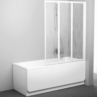 Шторка на ванну Ravak Behappy VS3 100 профиль Белый витраж пластик Rain арт-795P010041 — фото 2, Складные шторки для ванной