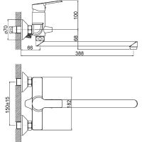 Смеситель для ванны Orange Prim универсальный Хром арт-M42-211cr — фото 9, Смеситель для ванны