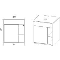 Тумба под раковину VIANT Бостон 56 подвесная Белая Дуб Вотан арт-VBOS56N-T1STP — фото 5, Тумбы под раковину