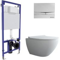 Комплект унитаза с инсталляцией Berges Novum Rimless с сиденьем Микролифт и клавишей смыва Хром глянец арт-043269 — фото 1, Комплекты унитаз + инсталляция