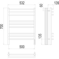 Электрический полотенцесушитель Terminus Прато П9 500х700 Хром арт-4670078531506 — фото 4, Электрические полотенцесушители