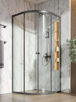 Душевой уголок Orange 90x90 профиль Черный стекло прозрачное арт-E01-090TB/G — фото 3, Душевые уголки четверть круга