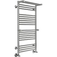 Водяной полотенцесушитель Terminus Аврора П20 500х1000 с полкой Хром, нижнее подключение, G 1/2" ВР, с угловым соединением арт-4670078529237 — фото 1, Водяные полотенцесушители