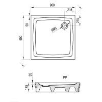 Акриловый поддон для душа Ravak Galaxy/Perseus PP 90х90 Белый арт-A027701510 — фото 3, Акриловые душевые поддоны