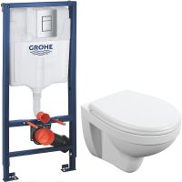 Комплект унитаза Cersanit Delfi TPL S-MZ-DELFI-PL с инсталляцией Grohe Rapid SL 38772001 с сиденьем Микролифт и клавишей смыва Хром арт-S-MZ-DELFI-PL+38772001 — фото 1, Комплекты унитаз + инсталляция