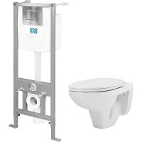 Комплект унитаза с инсталляцией Rosa Рио с сиденьем Микролифт и клавишей смыва Хром арт-4610119204082 — фото 1, Комплекты унитаз + инсталляция