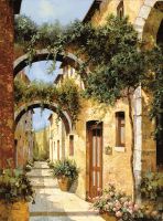 Фреска Ortograf Городской пейзаж живопись 11859 Фактура бархат FX Флизелин (2*2,7) Бежевый/Зеленый, Город/Живопись арт-11859 (бархат FX) — фото 2, Фрески