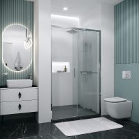 Душевая дверь Grossman Style 110 профиль Хром стекло шиншилла арт-100.K33.05.110.10.02 — фото 3, Раздвижные душевые двери