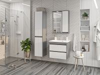 Зеркало со шкафом Brevita Balaton 65 R с подсветкой Белое матовое Серое матовое арт-BAL-04065-01-01П — фото 6, Зеркальные шкафы в ванную