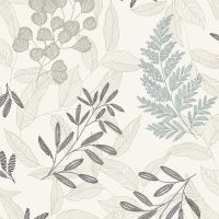 Обои Grandeco Ciara Винил на флизелине (0,53*10,05) Голубой/Серый/Бежевый, Листья арт-A 63901 — фото 1, Обои для стен