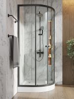 Душевой уголок Orange 90x90 профиль Черный стекло прозрачное арт-E01-090TB — фото 5, Душевые уголки четверть круга