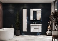 Шкаф пенал Aquaton Рене 31 подвесной Белый Грецкий орех арт-1A222003NRC80 — фото 11, Пеналы для ванной комнаты