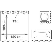 Товар: Штора для ванны Ridder Fallin 180х200 Серая арт-303207 - фото 2 Штора для ванны Ridder Fallin 180х200 Серая арт-303207 — фото 2, Шторы для ванной