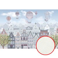 Фреска детская Ortograf Для самых маленьких 33693 Фактура флок FLK Флизелин (4*2,7) Разноцветный, Воздушные шары/Город арт-33693 (флок FLK) — фото 1, Фрески