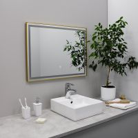 Зеркало Fixsen Led 90х70 с подсветкой Золото-сатин с сенсорным выключателем и диммером арт-FX-2090G — фото 3, Зеркала в ванную комнату