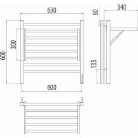 Электрический полотенцесушитель Terminus Горизонт П8 600х600 с полкой Хром арт-4670078543424 — фото 6, Электрические полотенцесушители