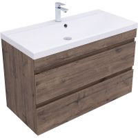 Тумба под раковину Aquanet Нота New 100 подвесная Дуб веллингтон табак арт-334194 — фото 2, Тумбы под раковину