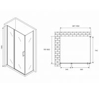 Душевой уголок Abber Sonnenstrand 100х80 профиль Хром стекло матовое арт-AG04100MS-S80M — фото 4, Прямоугольные душевые уголки
