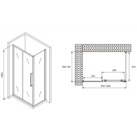 Душевой уголок Abber Schwarzer Diamant 100x70 профиль Хром стекло матовое арт-AG30100MH-S70M — фото 5, Прямоугольные душевые уголки