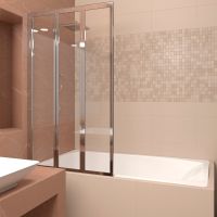 Шторка на ванну Veconi Palau 120 L профиль Хром стекло прозрачное арт-PL73L-120-01-19C4 — фото 1, Складные шторки для ванной