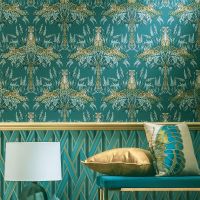 Обои LOYMINA Equator Флизелин (1*10,05) Бирюзовый, Деревья/Животные арт-QTR2 005/1 — фото 2, Обои для стен