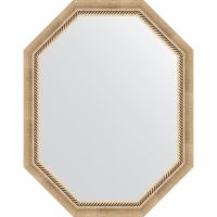 Зеркало Evoform Octagon 73x93 в багетной раме - Состаренное серебро с плетением 70 мм арт-BY 7112 — фото 1, Зеркала в ванную комнату