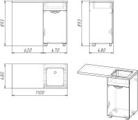 Тумба под раковину Stella Polar Кэтрин 110 с бельевой корзиной Белая арт-SP-00001113 — фото 4, Тумбы под раковину