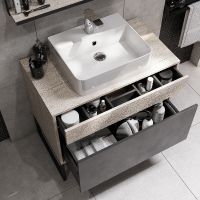 Тумба под раковину Aquaton Лофт Урбан 80 подвесная Cерый графит Дуб орегон арт-1A247601LQX60 — фото 13, Тумбы под раковину