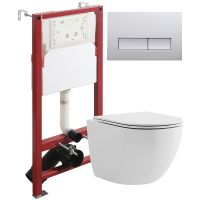 Комплект унитаза с инсталляцией Agger с сиденьем Микролифт и клавишей смыва Хром глянцевый арт-ATI03100+APB200 — фото 1, Комплекты унитаз + инсталляция