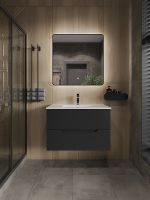 Тумба с раковиной Orange подвесная Черная матовая арт-Li-80Tub+Ra — фото 4, Тумбы с раковиной