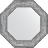 Зеркало Evoform Octagon 57х57 в багетной раме - Серебряная кольчуга 88 мм арт-BY 3877 — фото 1, Зеркала в ванную комнату